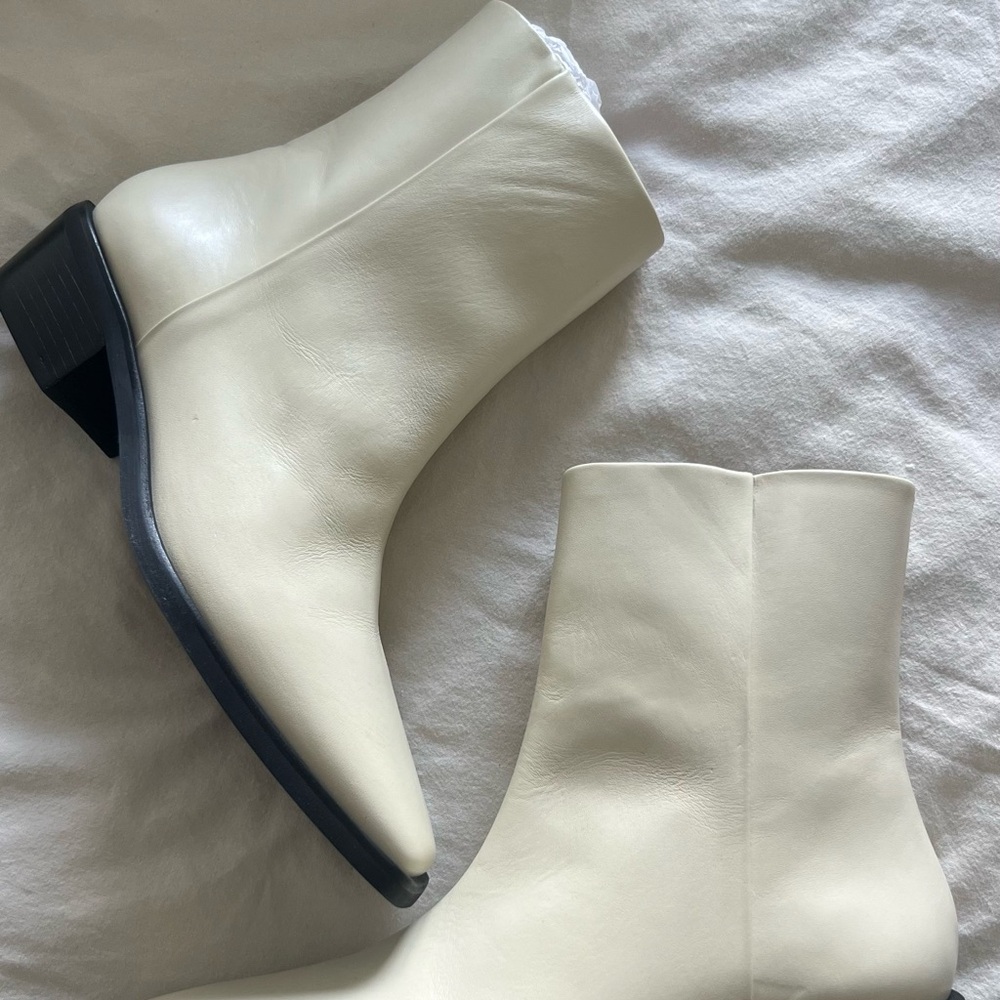 Bared Footwear Ivory Leather Ankle Boots